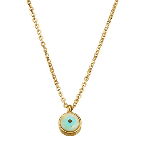Κολιέ ατσάλινο 316L επιχρυσωμένο με ματάκι φίλντισι