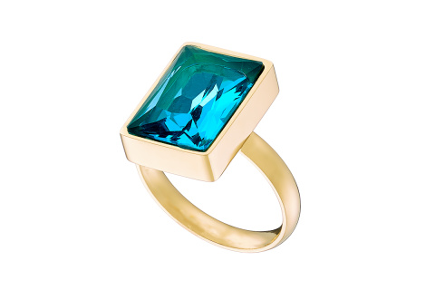 Δαχτυλίδι ατσάλινο 316L επίχρυσο blue topaz ζιργκόν