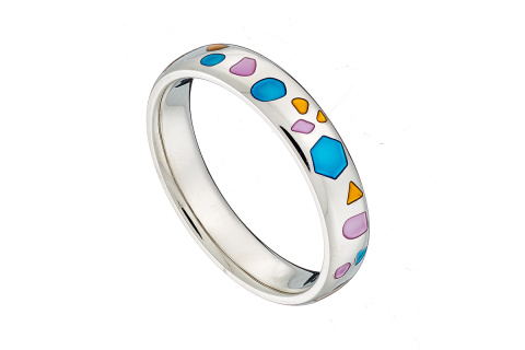 Δαχτυλίδι από ατσάλι βέρα ασημί multi color