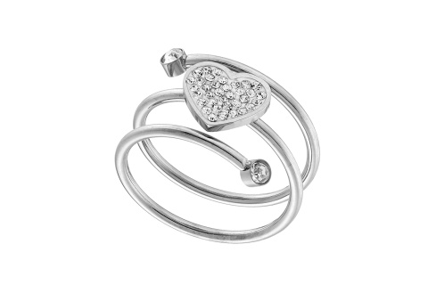 Δαχτυλίδι από ατσάλι ασημί καρδιά με λευκά CZ