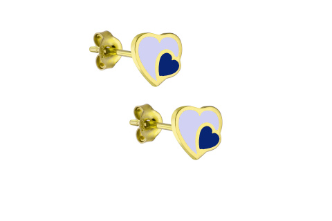 Σκουλαρίκι  παιδικό σμάλτο μώβ-μπλέ Καρδούλες 375