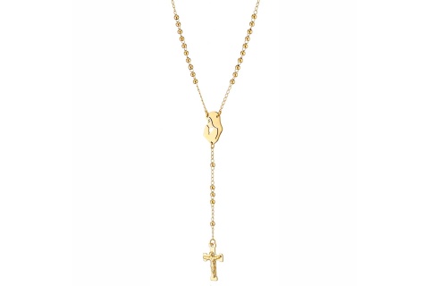 Κολιέ Unisex ροζάριο επιχρυσωμένο, με την Madonna και τον εσταυρωμένο ατσάλι 316L