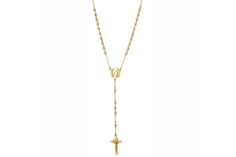 Κολιέ Unisex ροζάριο επιχρυσωμένο με την Madonna και τον εσταυρωμένο ατσάλι 316L