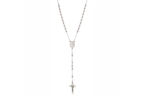 Κολιέ Unisex ροζάριο ασημί, με την Madonna και τον εσταυρωμένο ατσάλι 316L