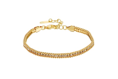 Βραχιόλι γυναικείο επίχρυση  αλυσίδα με ζιργκον ατσάλι 316L