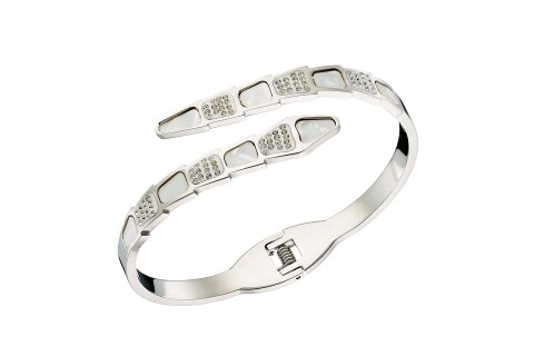 Γυναικεία ασημί χειροπέδα με φίλντισι ατσάλι 316L