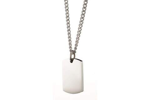 Κολιέ, ασημί ταυτότητα -χαράσσεται- ατσάλι 316L