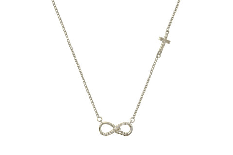 Κολιέ Λευκό με αλυσίδα, Cz άπειρο & Love ασήμι 925