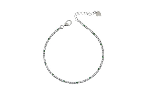 Βραχιόλι τένις  άσπρο 1.5mm draw length 5+1 πράσινη