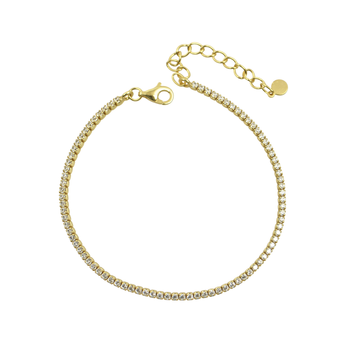 Βραχιόλι τένις Χρυσό με Λευκές Πέτρες 16+4cm 1.5mm