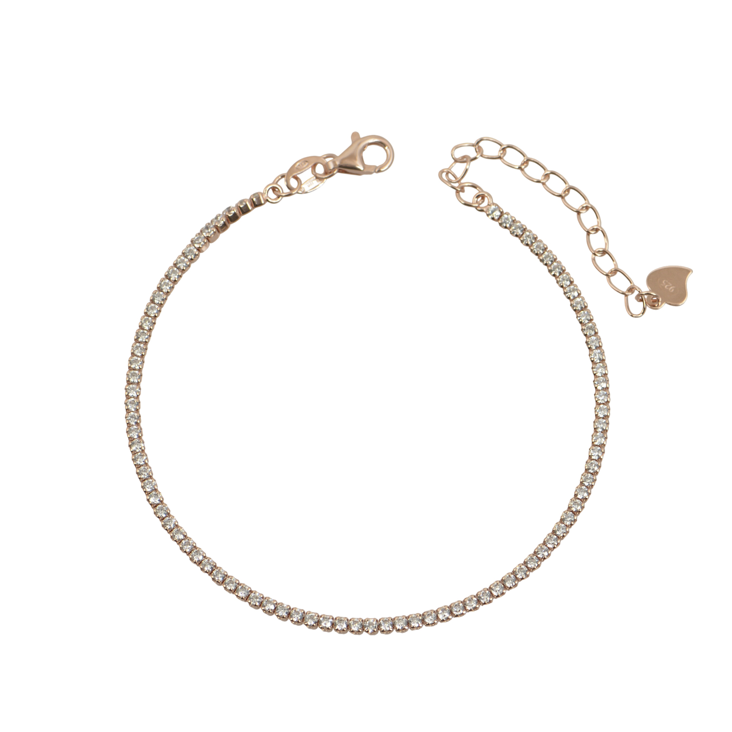 Βραχιόλι τένις Ρόζ με Λευκές Πέτρες 16+4cm 1.5mm