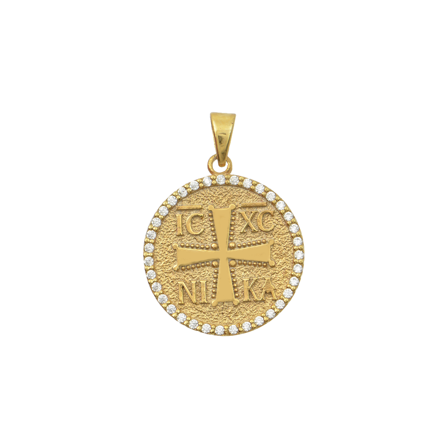 Μοτίφ, Κωνσταντινάτο διπλής όψεως με Ζιργκόν , μεγεθος 1.70cm σε χρυσό Κ14