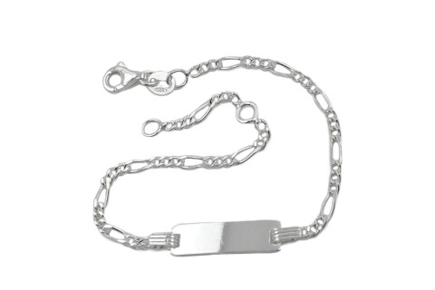 Βραχιόλι ταυτότητας για παιδιά αλυσίδα figaro 2,2 mm. πλάκα χάραξης 21x5 mm. ασήμι 925 16cm.