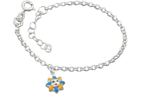 Βραχιόλι Άγκυρα Αλυσίδα Ήλιος Ασημένιο 925-14cm