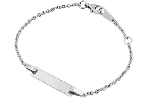 Βραχιόλι ταυτότητας 2,1 χιλ. άγκυρα με πλάκα ματ κοπή διαμαντιών, επιπλατινωμένο με ρόδιο, ασήμι 925