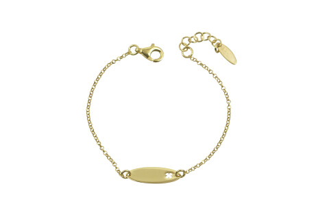 Βραχιόλι, Χρυσή πλακέτα για κοριτσάκι, διάτρητο τριφύλλι