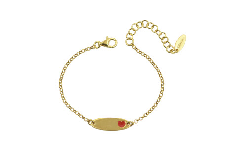 Βραχιόλι, Χρυσή πλακέτα με κόκκινη καρδιά από σμάλτο