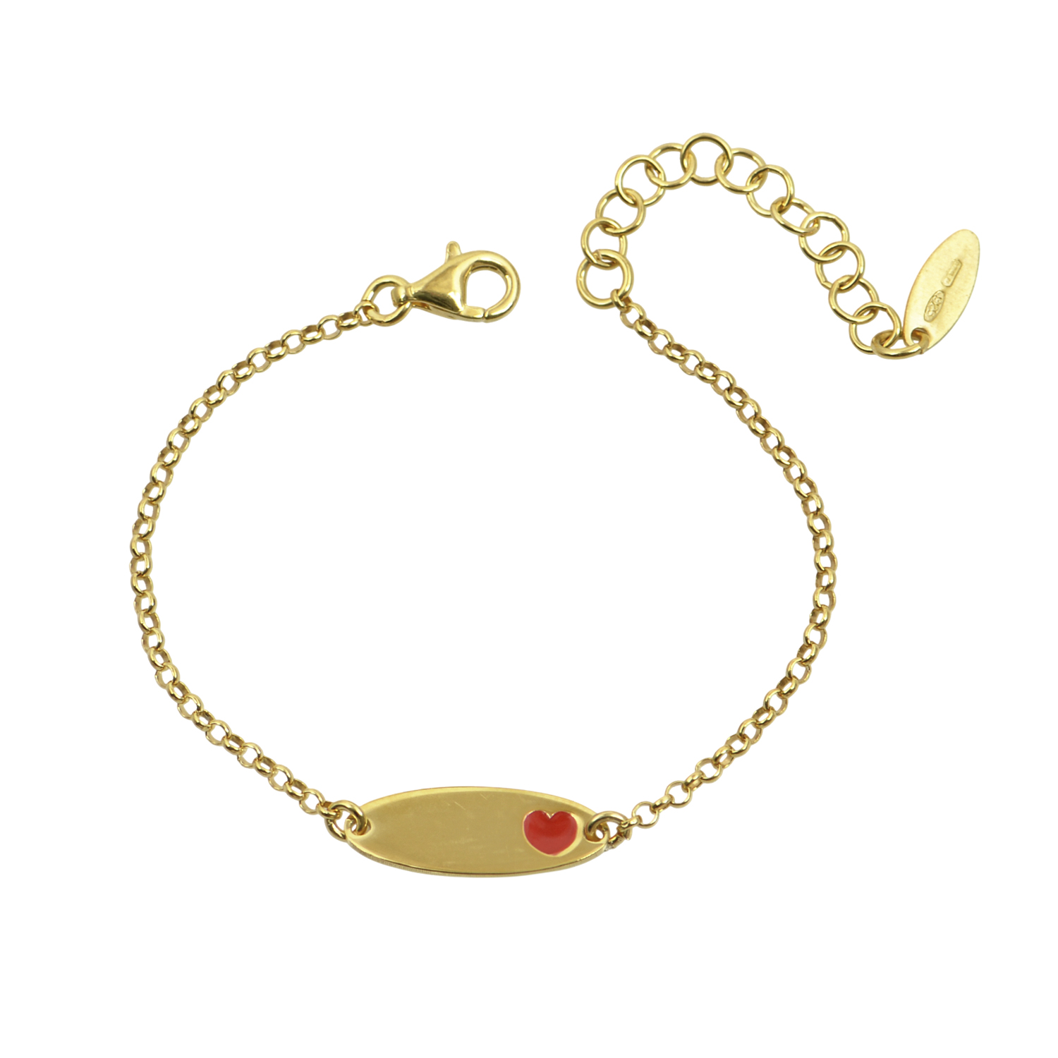 Βραχιόλι, Χρυσή πλακέτα με κόκκινη καρδιά από σμάλτο