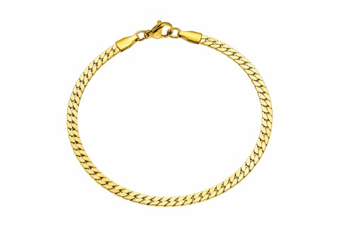 Χειροπέδα επίχρυση ανδρική ασημί 4mm & 21mm ατσάλι 316L