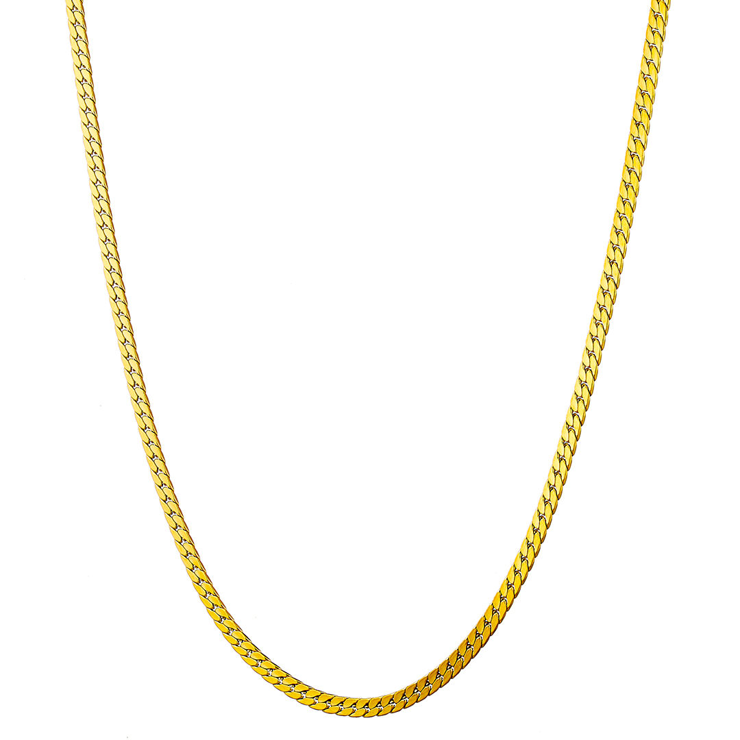 Αλυσίδα Gourmet ανδρική 4mm & μήκος 60cm επιχρυσωμένη, ατσάλι 316L