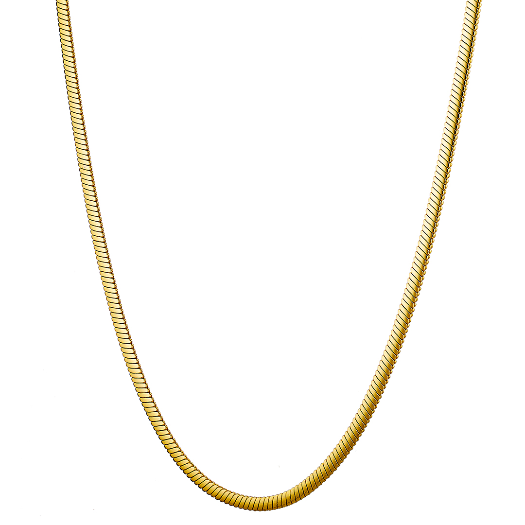 Αλυσίδα snake ανδρική 4mm & μήκος 60cm επιχρυσωμένη, ατσάλι 316L