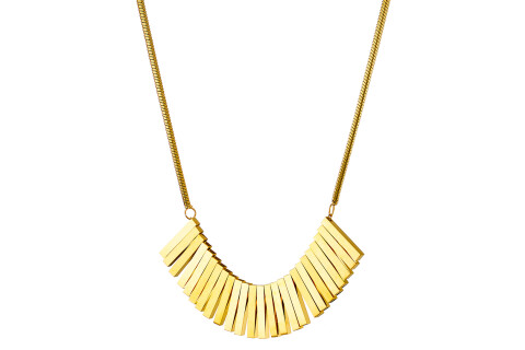 Γυναικείο κολιέ επιχρυσωμένο μακρύ με κομμάτια μετάλλου ατσάλι 316L