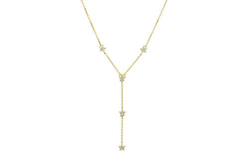 Κολιέ επιχρυσωμένο γραβάτα , white Cz αστερι ασήμι 925