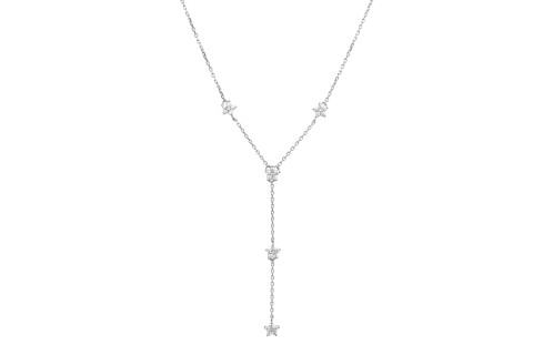 Κολιέ άσπρο γραβάτα , white Cz αστερι ασήμι 925