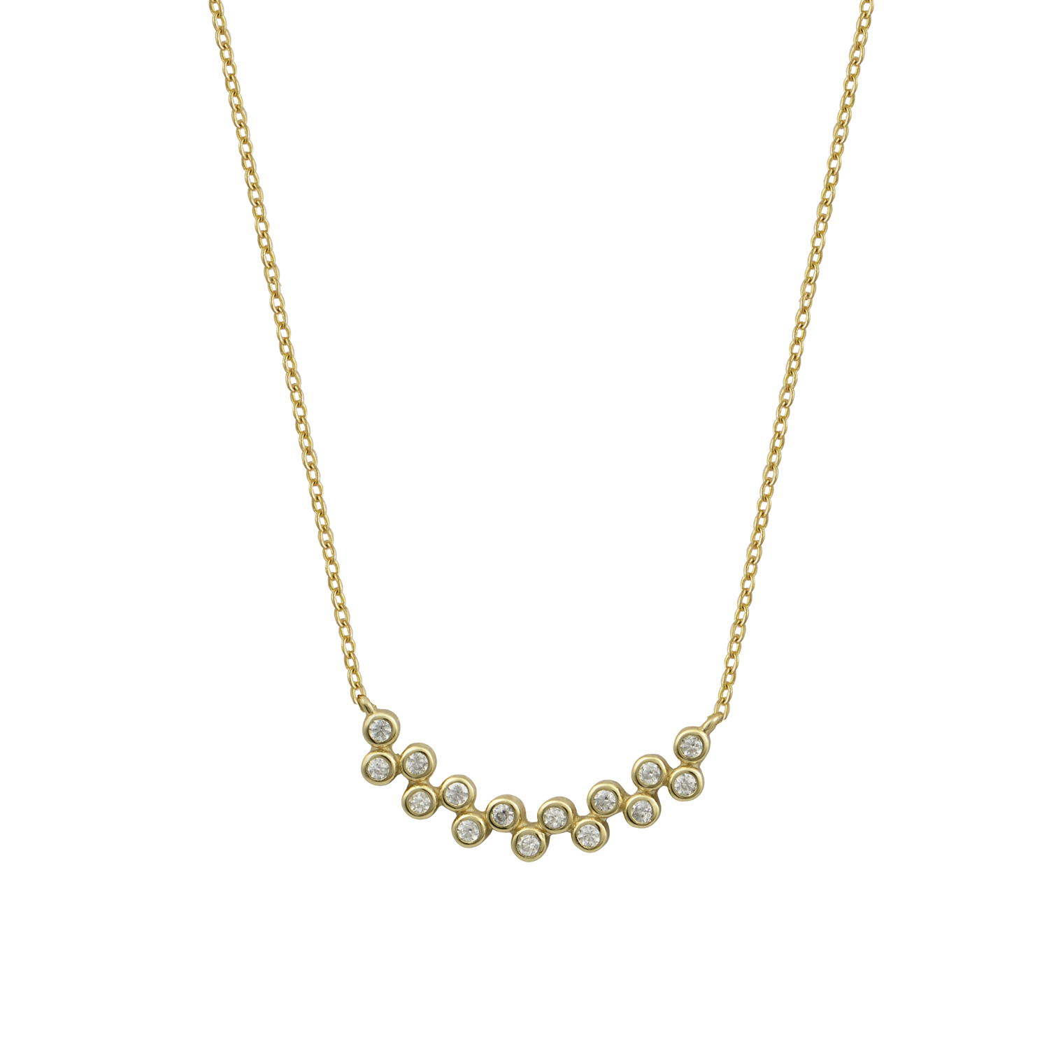 Κολιέ γυναικείο , με δεκαπέντε ζιργκόν στρογγυλά ασήμι 925