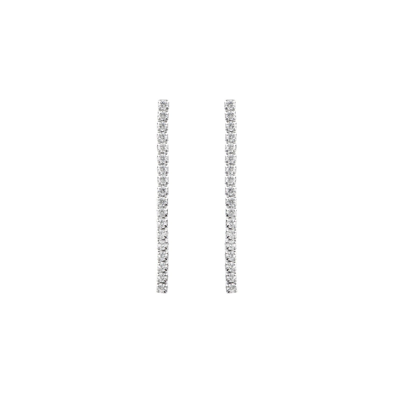 Ασημένια κρεμαστά σκουλαρίκια επιπλατινωμένα 4cm μήκος ριβιέρα με ζιργκόν 925