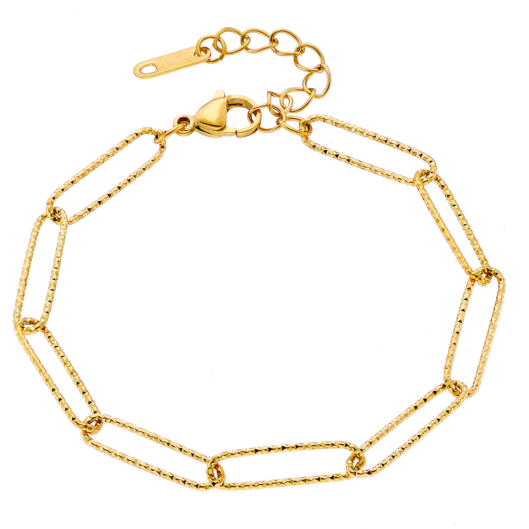 Βραχιόλι γυναικείο επιχρυσωμένο, διαμανταρισμένη αλυσίδα ατσάλι 316L