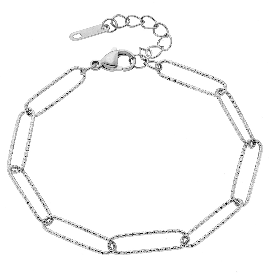 Βραχιόλι γυναικείο ασημί, διαμανταρισμένη αλυσίδα ατσάλι 316L