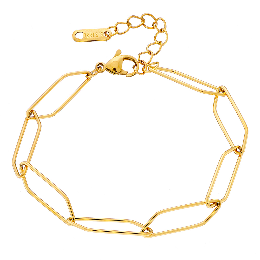Βραχιόλι γυναικείο επιχρυσωμένο, τετράγωνη αλυσίδα ατσάλι 316L