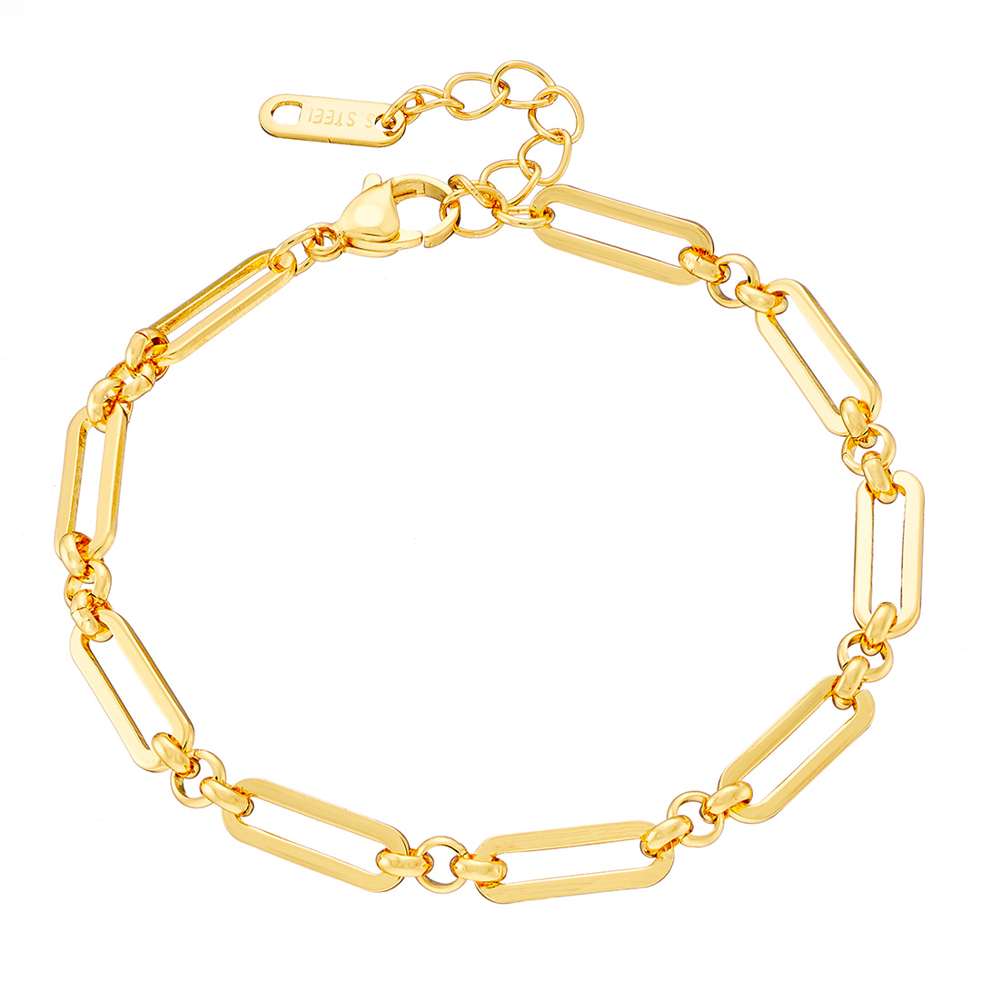Βραχιόλι γυναικείο επιχρυσωμένο, τετράγωνη αλυσίδα ατσάλι 316L