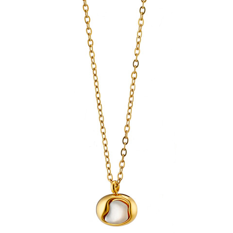 Κολιέ γυναικείο επιχρυσωμένο, με ακανόνιστο μαργαριτάρι, ατσάλι 316L