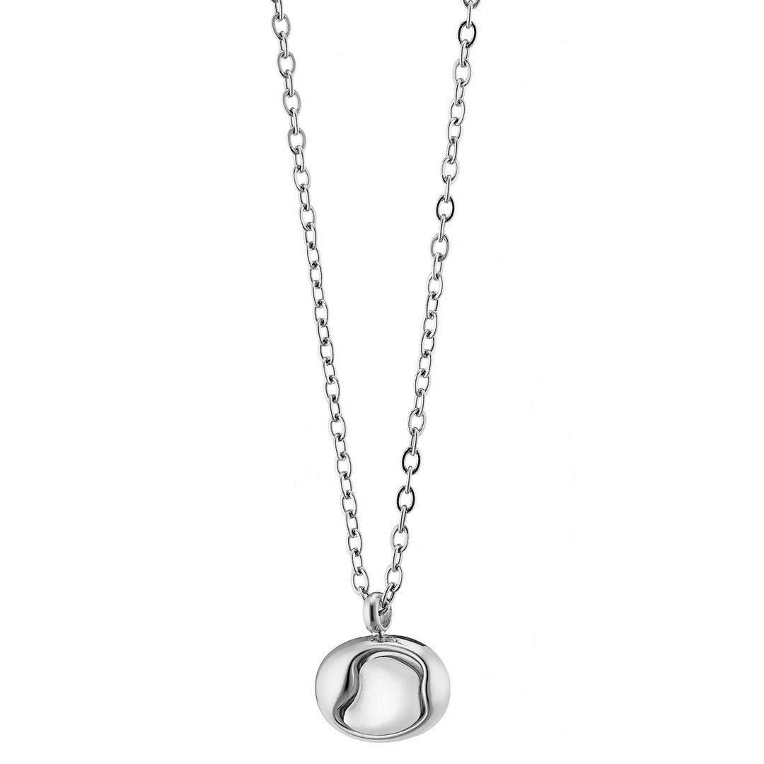 Κολιέ γυναικείο ασημί, με ακανόνιστο μαργαριτάρι, ατσάλι 316L