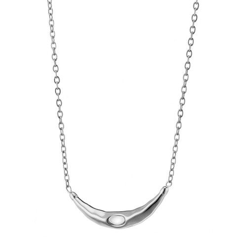 Κολιέ γυναικείο, ασημί, βέργα καμπυλωτή με ένα Cz, ατσάλι 316L