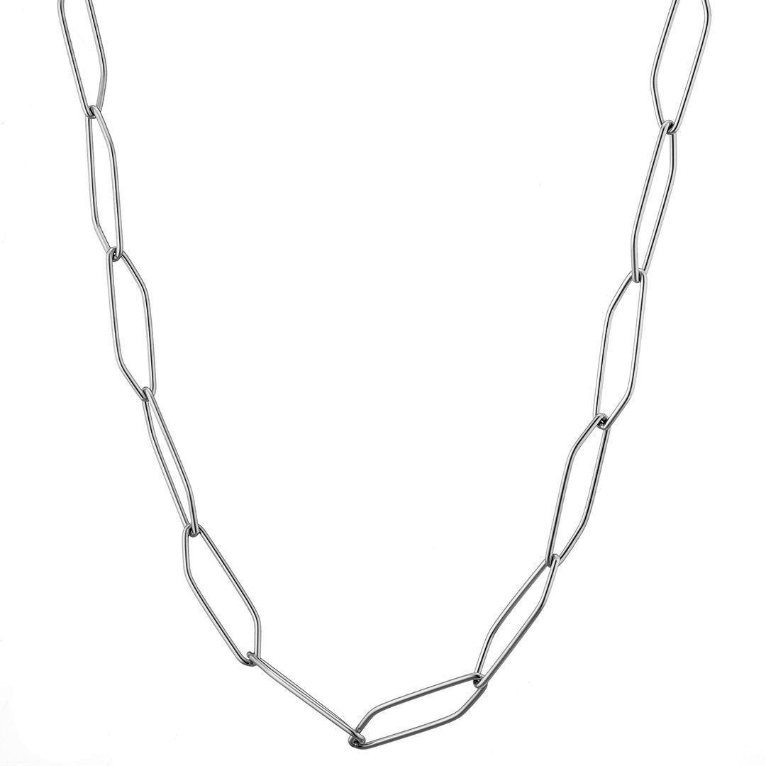 Κολιέ γυναικείο, ασημί αλυσίδα τετράγωνη, ατσάλι 316L