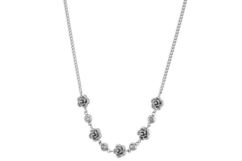 Κολιέ γυναικείο, με μοτίβο τριαντάφυλλα & cz , ατσάλι 316L