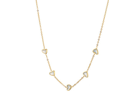 Κολιέ γυναικείο, επιχρυσωμένο με μοτίβο καρδιές, ατσάλι 316L