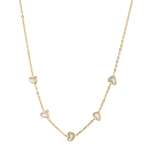 Κολιέ γυναικείο, επιχρυσωμένο με μοτίβο καρδιές, ατσάλι 316L