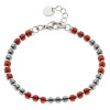 Βραχιόλι αντρικό με πέτρες κόκκινες και μαύρες ορυκτές δεμένες με ατσάλι