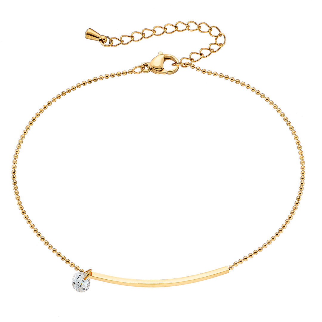 Αλυσίδα ποδιού επίχρυση με ζιργκόν ατσάλι 316L