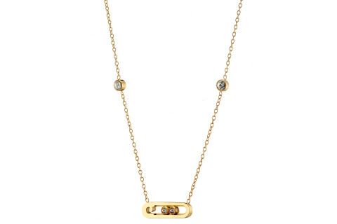 Κολιέ παραμάνα με ζιργκόν επίχρυση, ατσάλι 316L