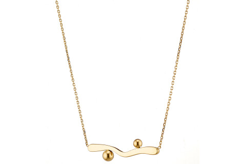 Κολιέ επίχρυσο μπάρα με μπίλλιες ατσάλι 316L