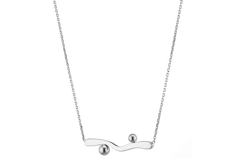 Κολιέ ασημί μπάρα με μπίλλιες ατσάλι 316L