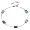 Βραχιόλι ασημί γυναικείο ροζέτα με πολύχρωμες πέτρες ατσάλι 316L