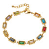 Βραχιόλι επίχρυσο γυναικείο ροζέτα με πολύχρωμες πέτρες ατσάλι 316L