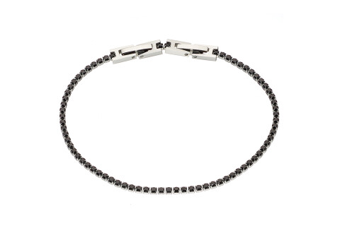 Βραχιόλι γυναικείο ριβιέρα με 2mm μαύρες πέτρες ατσάλι 316L