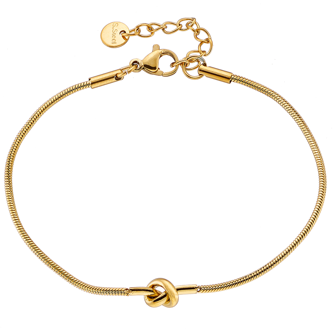 Βραχιόλι επίχρυσο γυναικείο snake με κόμπο ατσάλι 316L